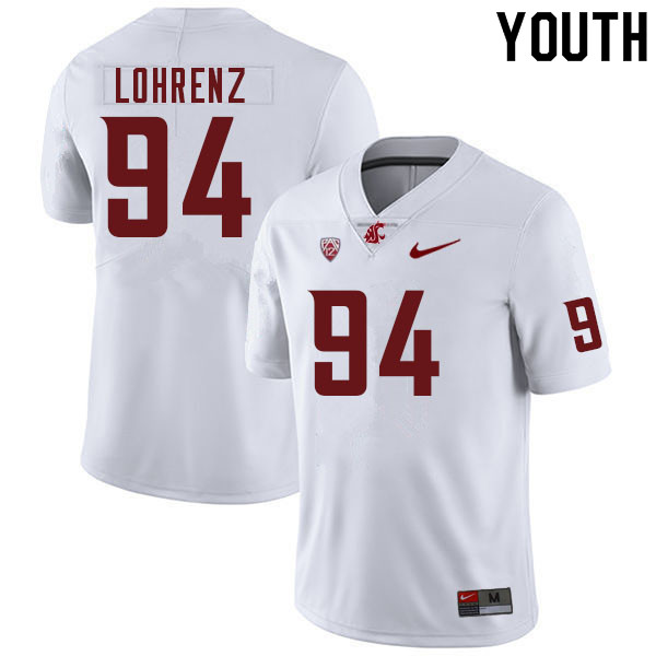 Youth #94 Justin Lohrenz Washington Cougars College Football Jerseys Sale-White